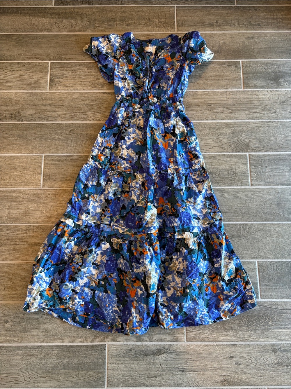 Anthropologie Multicolor Blue Floral Tiered Maxi Dress - Picture 2 of 4